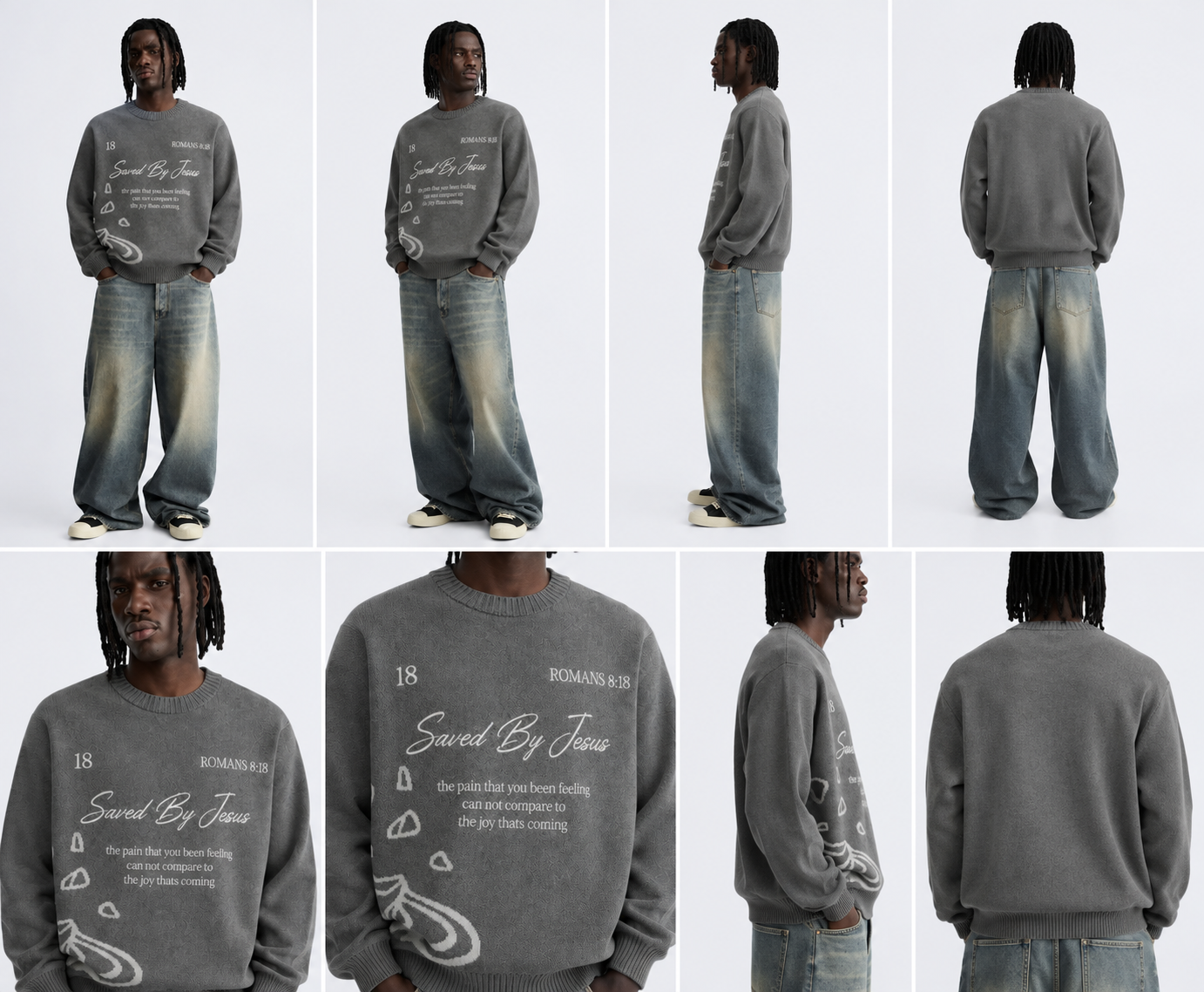 Saved By Jesus Sweater – Grey