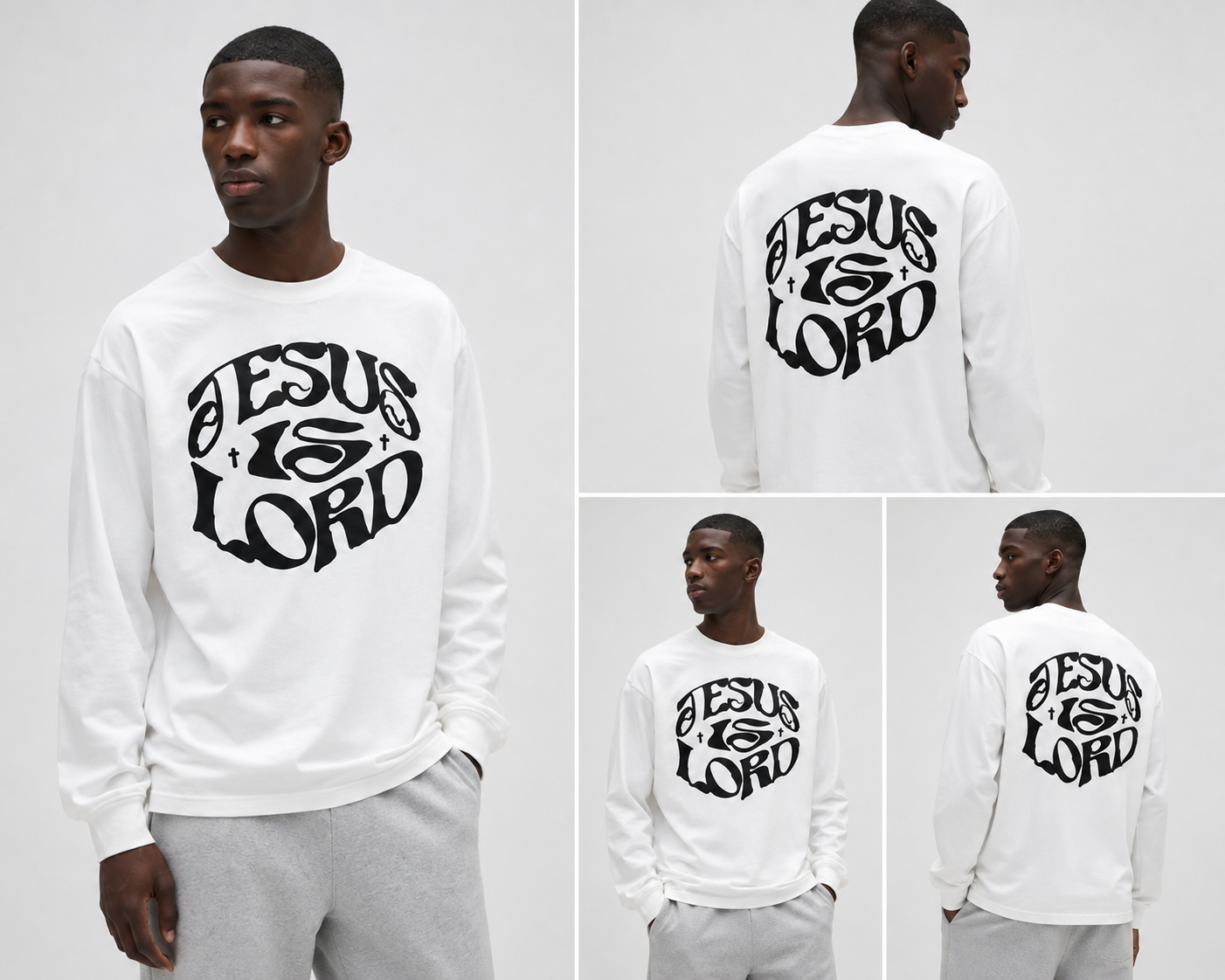Jesus Is Lord Long Sleeve Shirt – Faith Graphic Tee | White