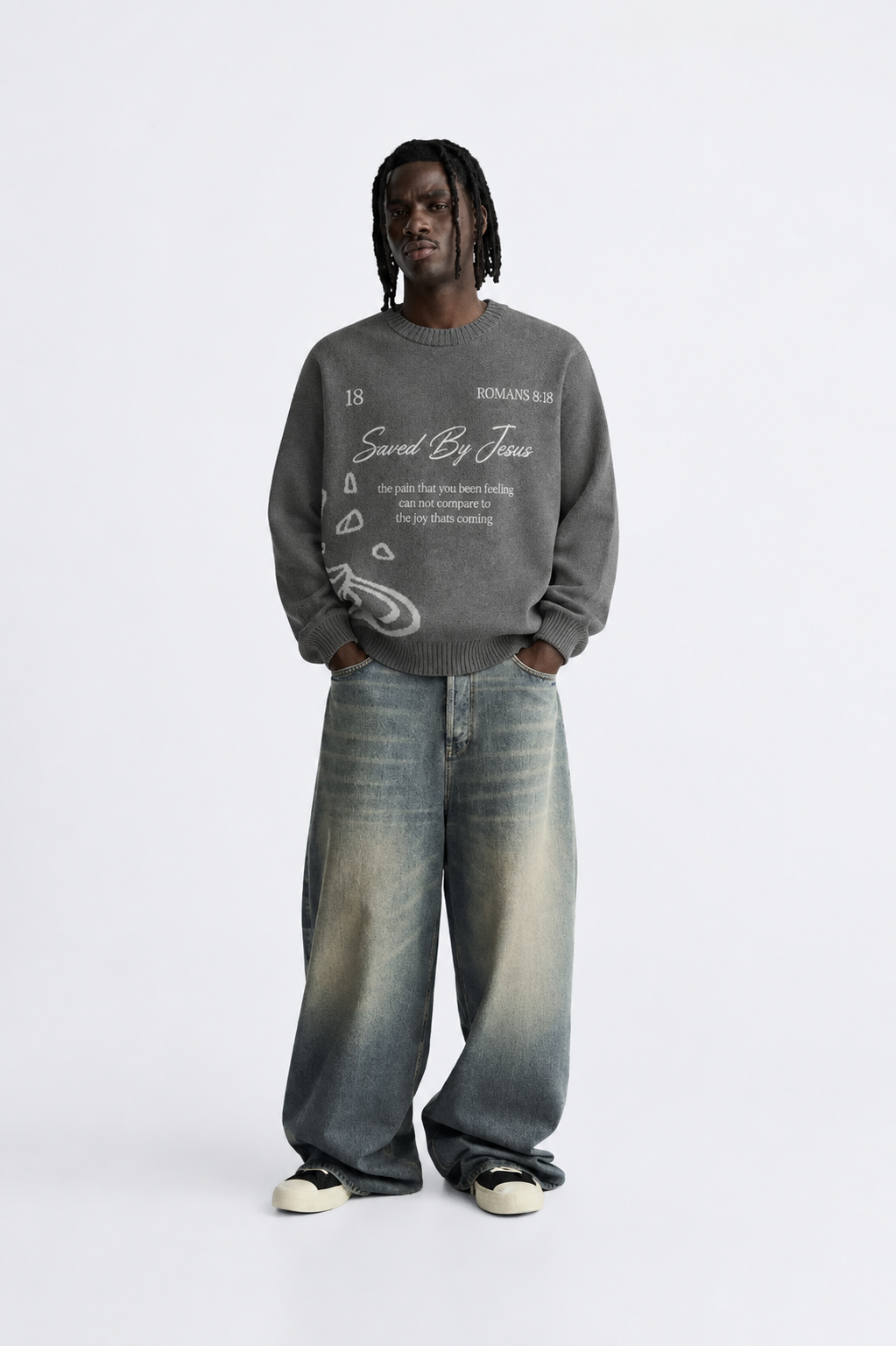Saved By Jesus Sweater – Grey