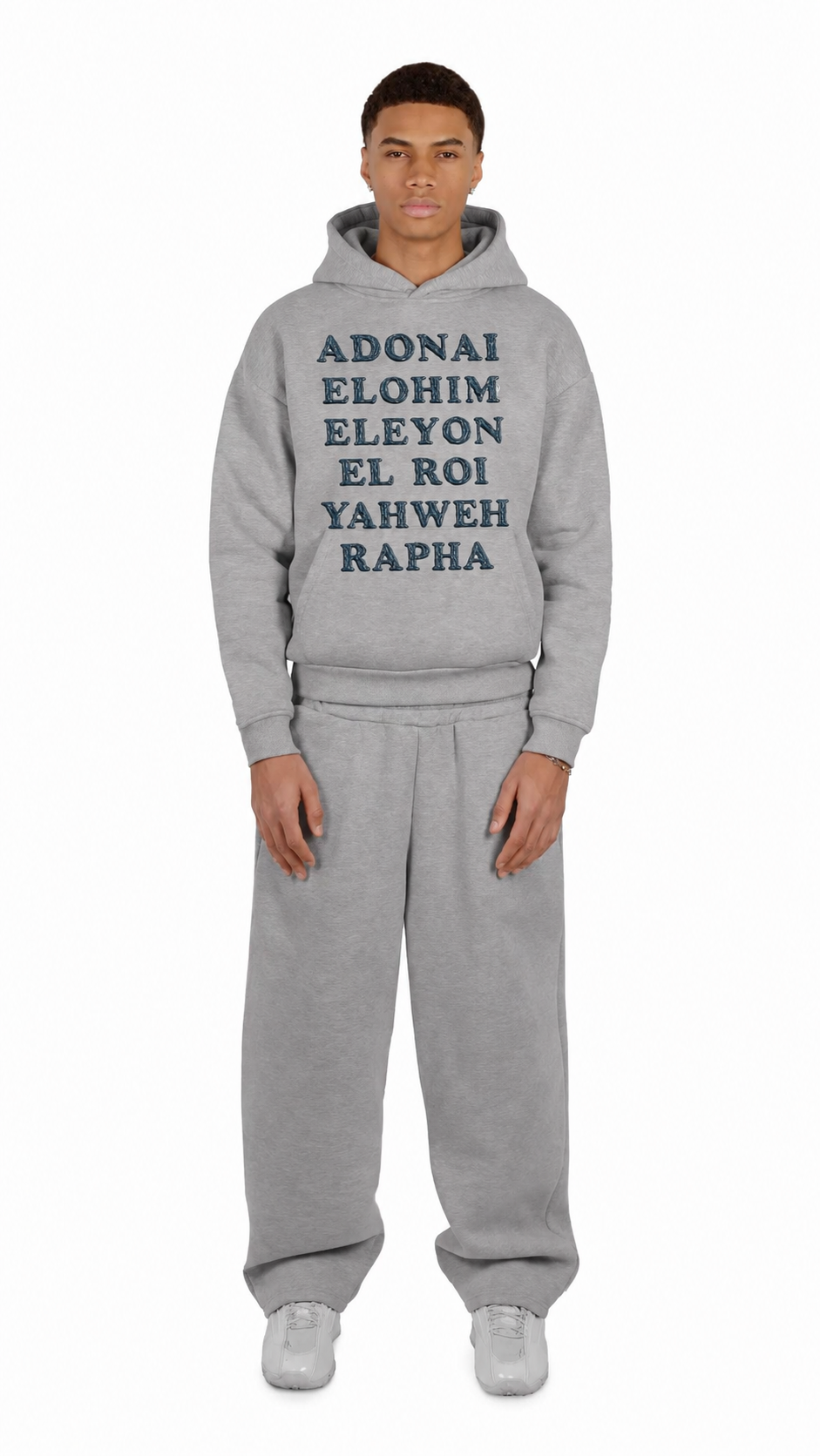 Grey Christian Name of God Hoodie
