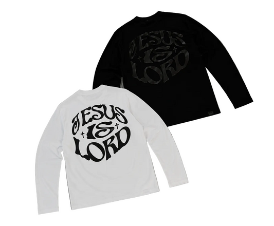 Jesus Is Lord Long Sleeve Shirt – Faith Graphic Tee | White