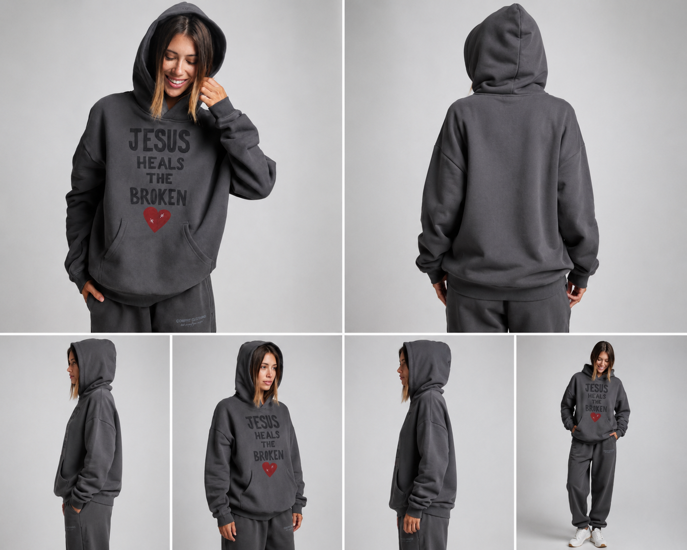 Jesus Heals The Broken Hoodie – Charcoal