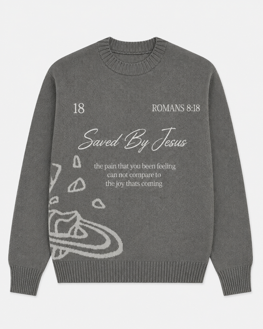 Saved By Jesus Sweater – Grey