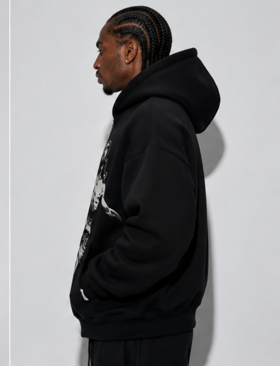 Men’s Black Jesus Graphic Zip-Up Hoodie – Streetwear