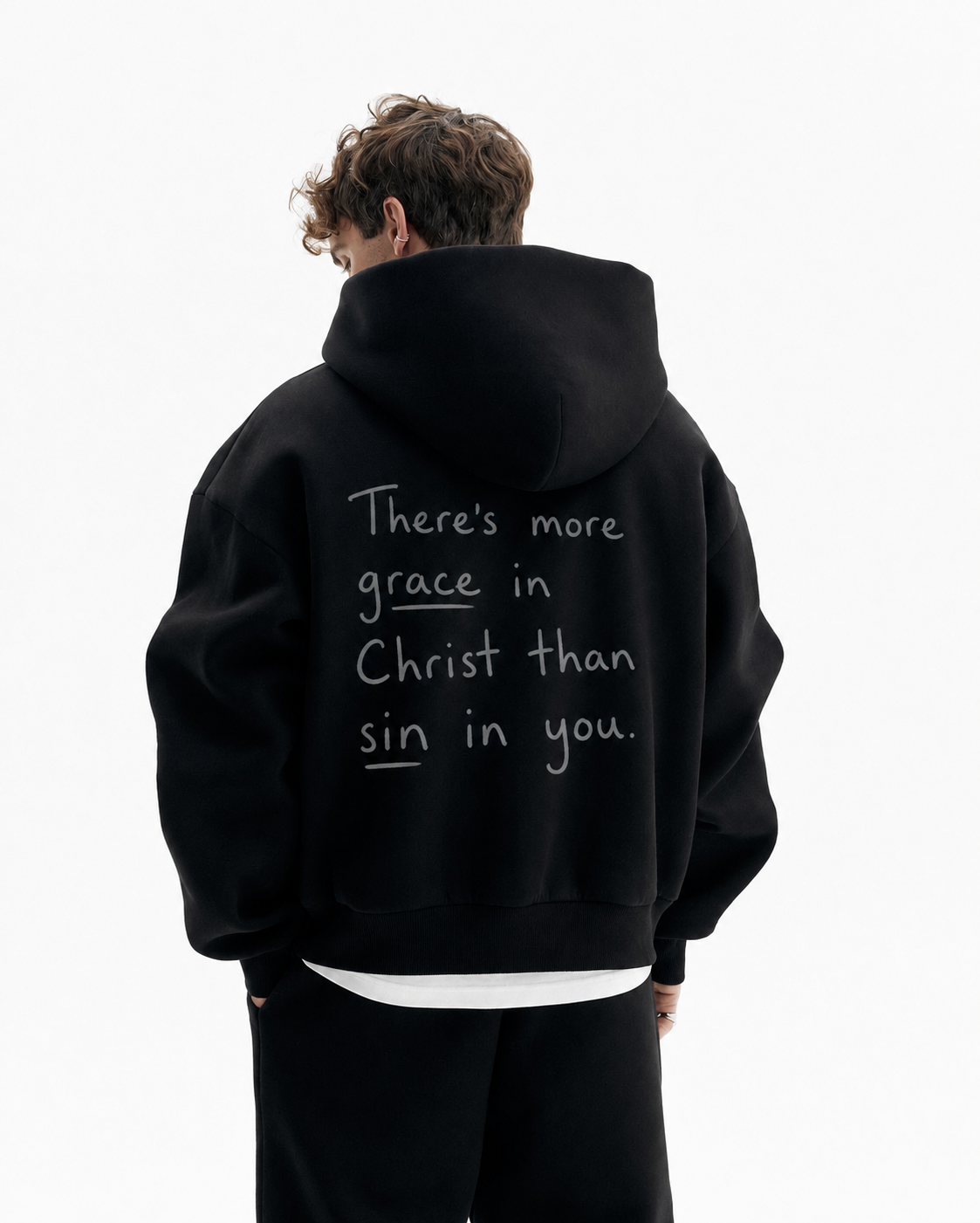 Oversized Black Hoodie- Grace in Christ