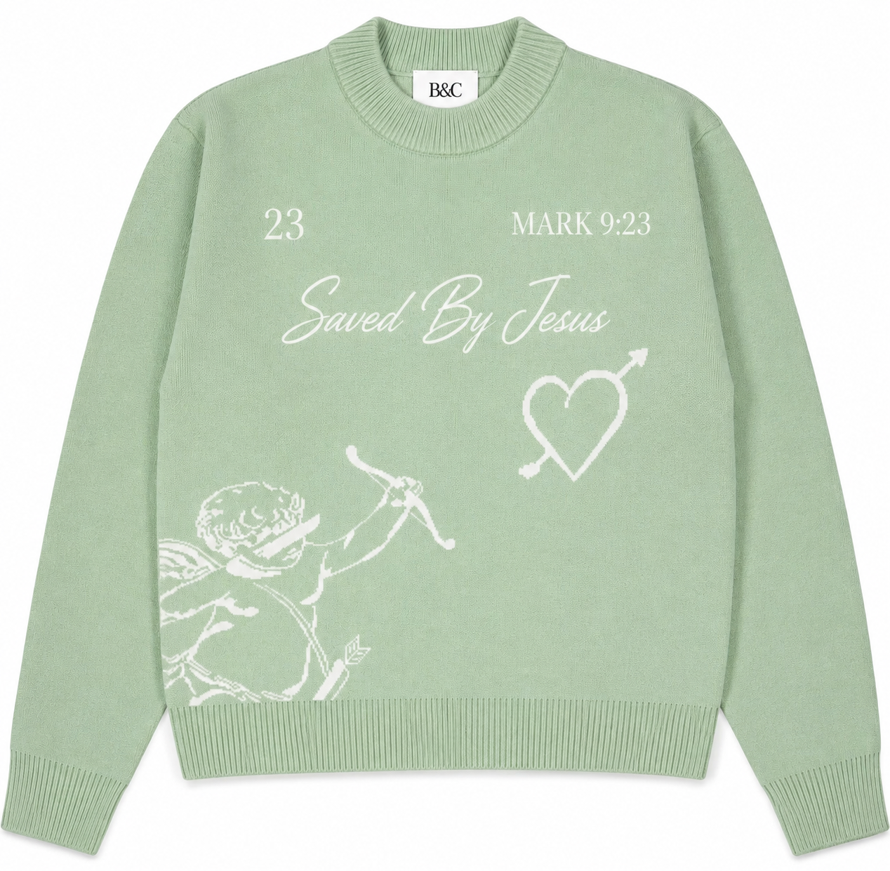 Saved By Jesus Knit Sweater – Sage Green