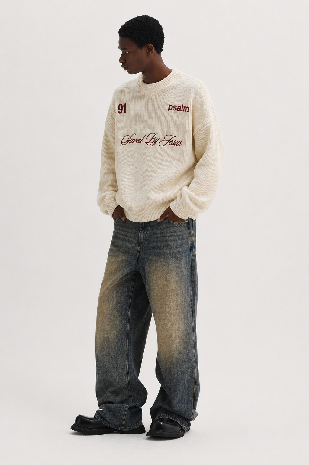 Knit Sweater Psalm 91 – Saved By Jesus